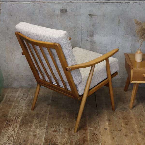 Mid Century Boucle Boomerang Armchair (Two of a Pair) 0110f