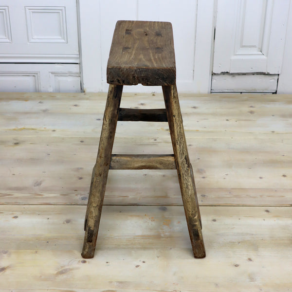 Rustic Hand Crafted Elm Stool - 0912f