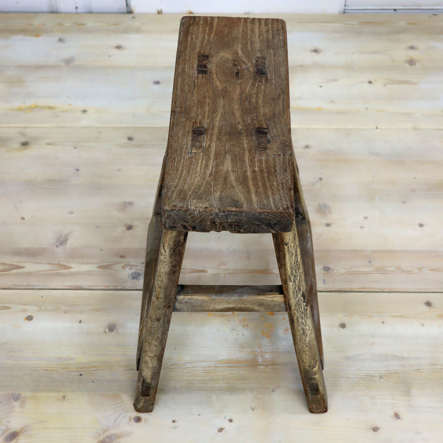 Rustic Hand Crafted Elm Stool - 0912f