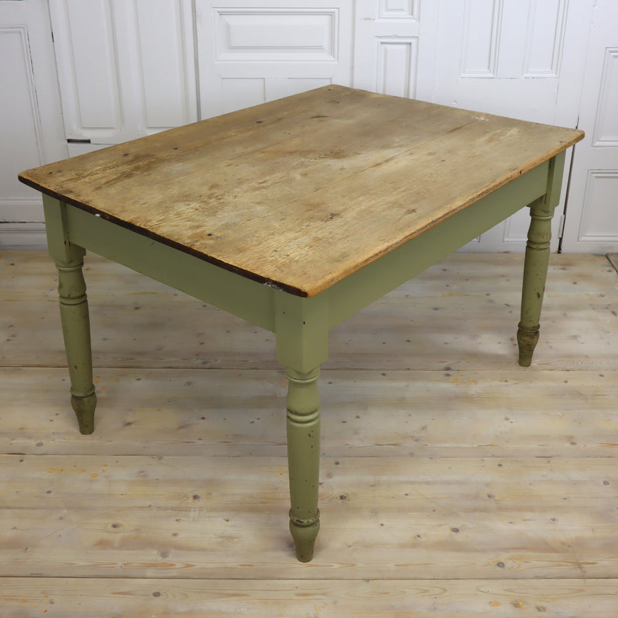 Antique Rustic Pine Painted Kitchen Scrub Table 0912d
