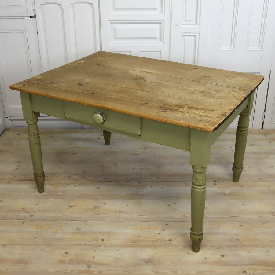 Antique Rustic Pine Painted Kitchen Scrub Table 0912d – Mustard Vintage