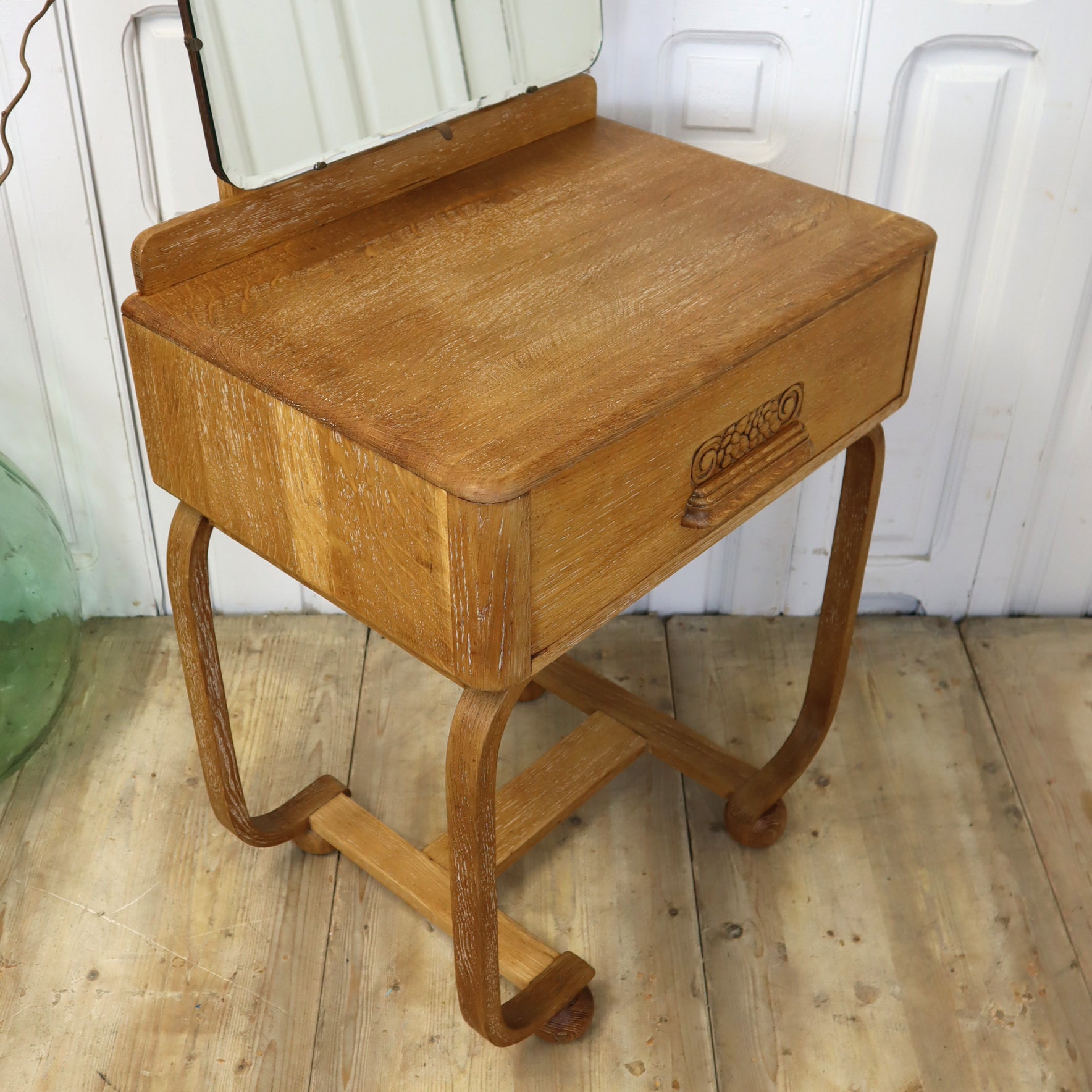 Vintage Limed Oak Art Deco Dressing Table 0103k – Mustard Vintage