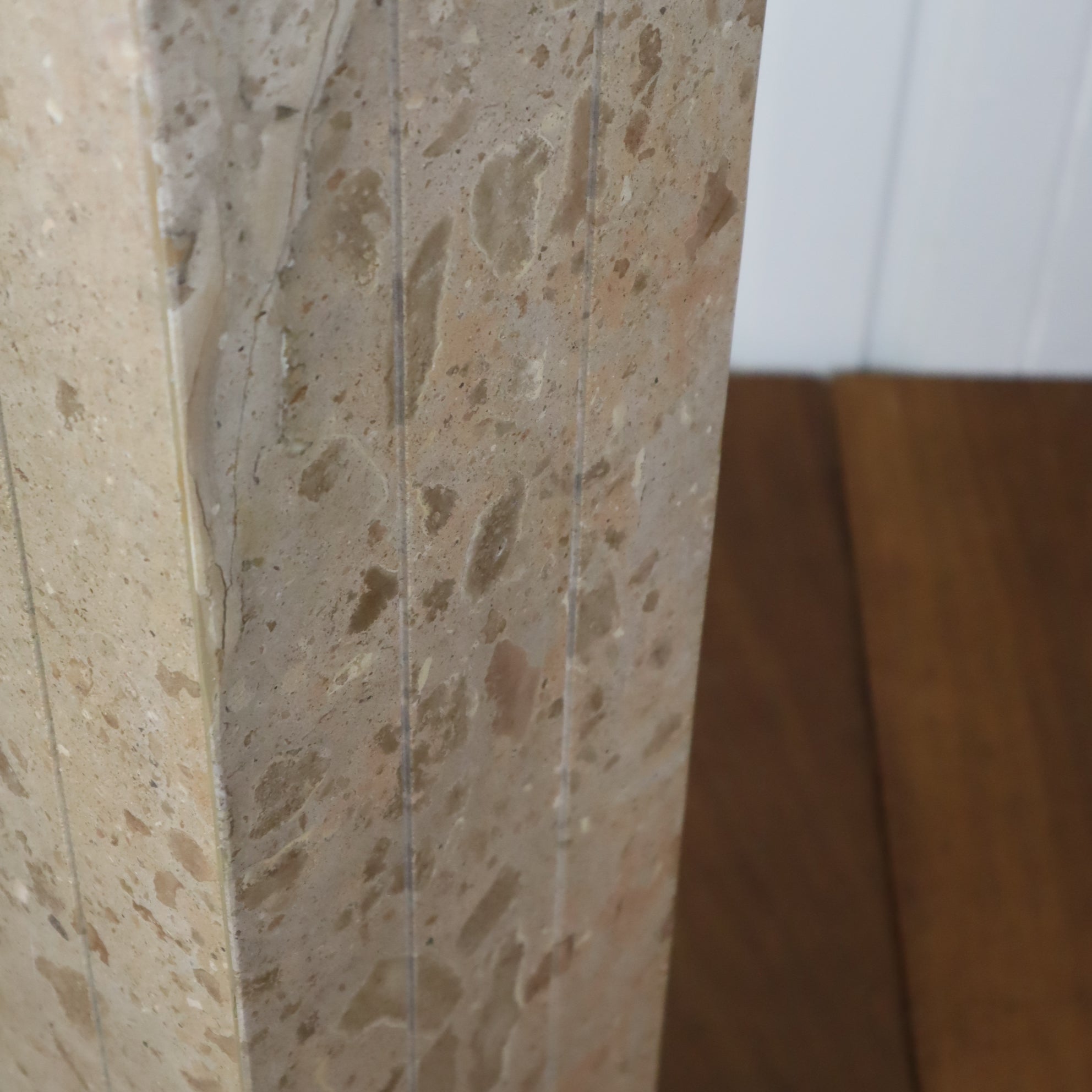 Vintage Travertine Column Pedestal Stand Jardinaire 0103a – Mustard Vintage