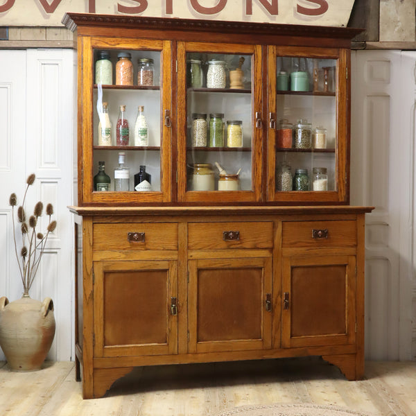 vintage_antique_oak_dresser_kitchen_cabinet_hutch