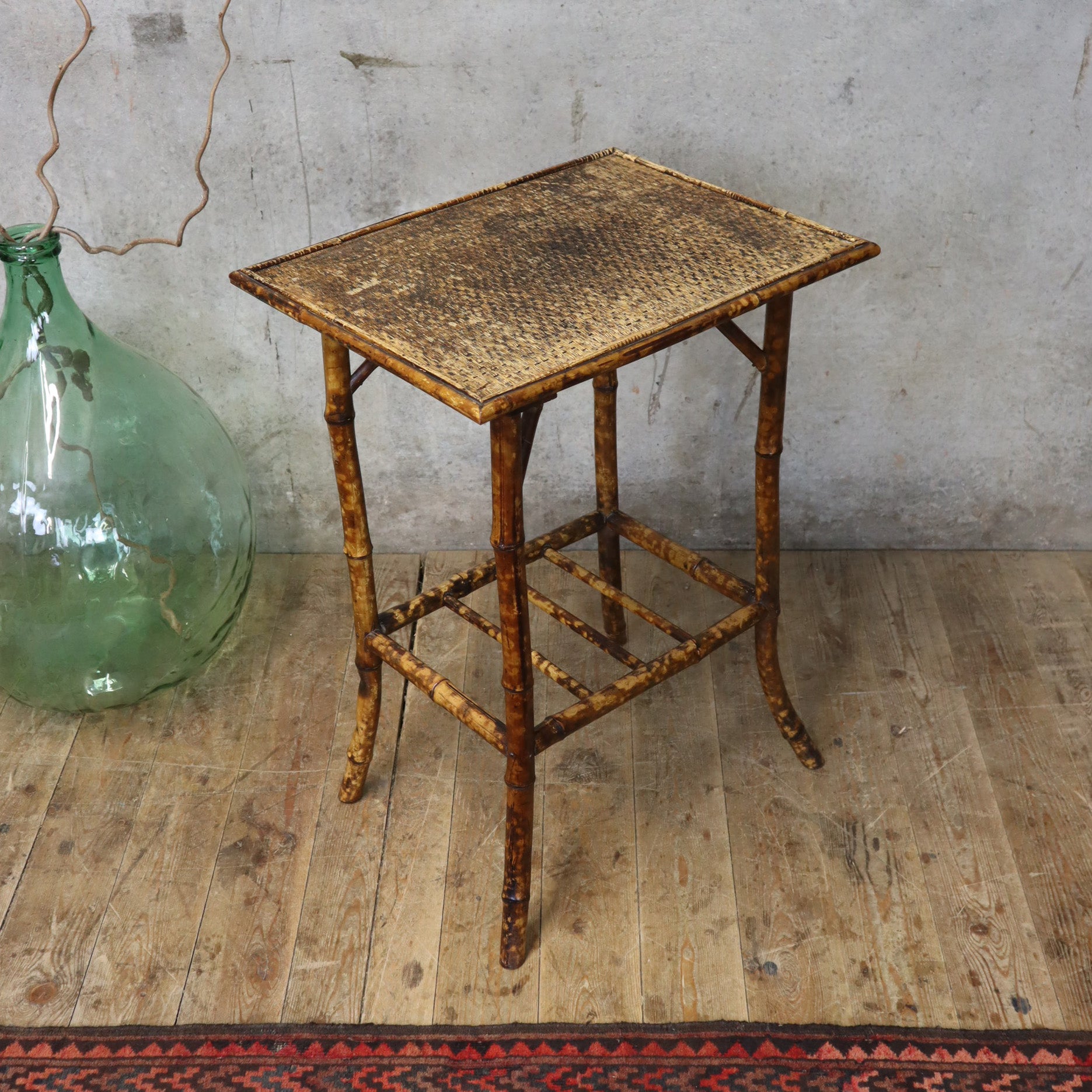 Tiger Table Example Antique Victorian Tiger Bamboo Side Table - 2804c – Mustard Vintage