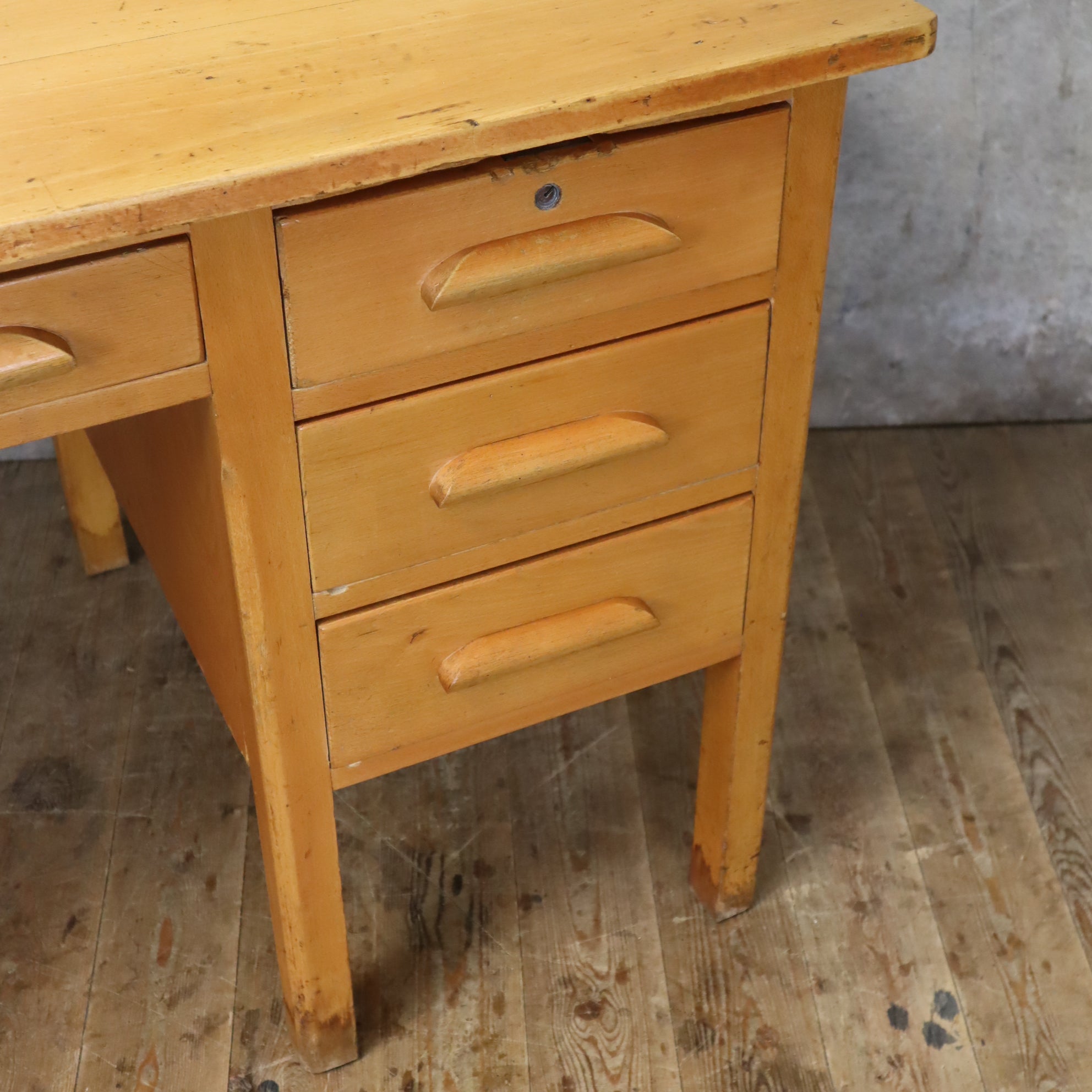 Mid Century Rustic Beech School Desk - 1708f – Mustard Vintage