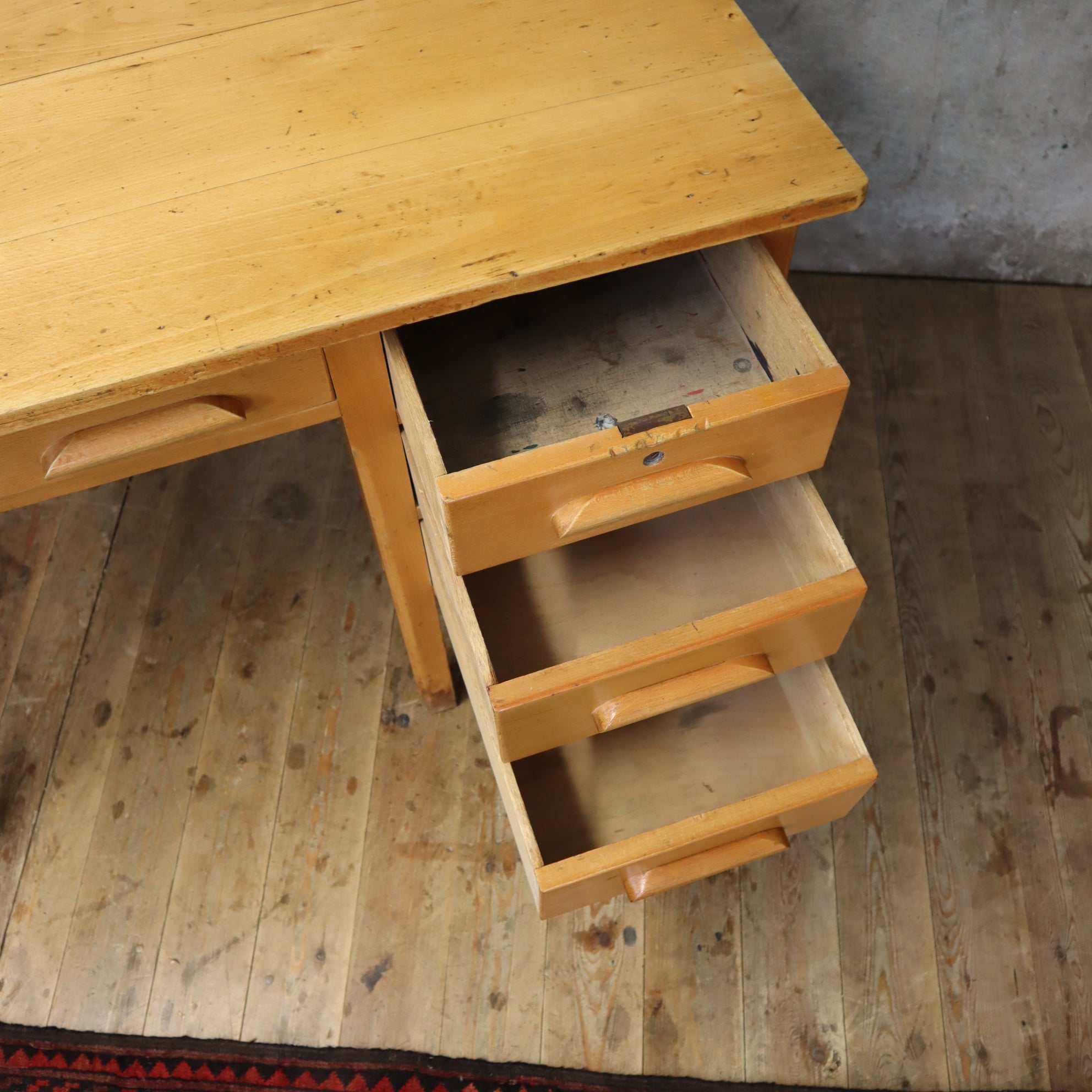 Mid Century Rustic Beech School Desk - 1708f – Mustard Vintage