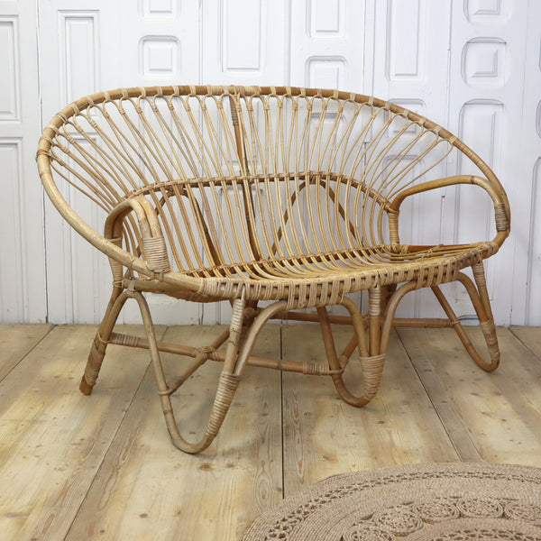 Vintage Bohemian Bamboo Cane Sofa 1005f