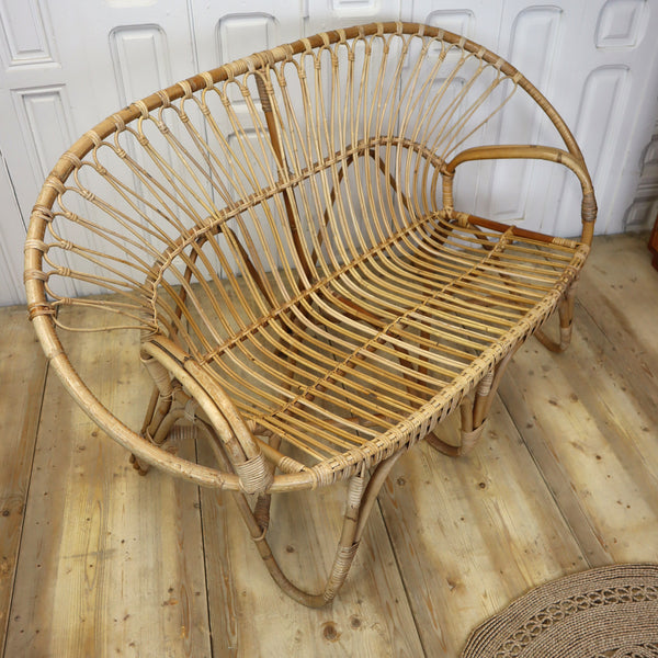 Vintage Bohemian Bamboo Cane Sofa 1005f