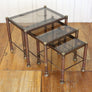 Vintage Glazed Brass Nesting Tables 1810f