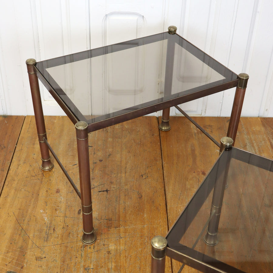 Vintage Glazed Brass Nesting Tables 1810f
