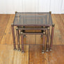 Vintage Glazed Brass Nesting Tables 1810f