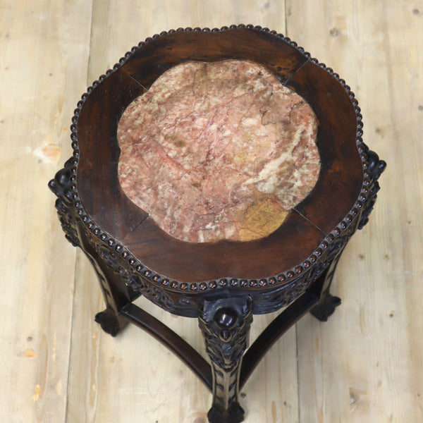 vintage_chinese_carved_marble_hardwood_plant_stand_jardiniere_antique_table