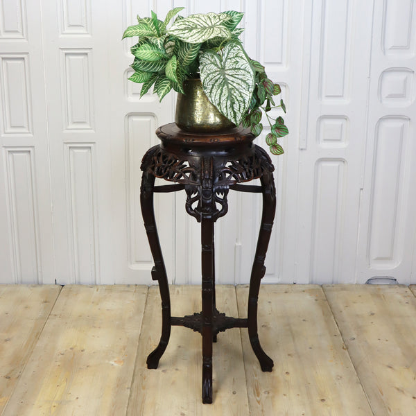 Antique Chinese Marble & Hardwood Jardiniere Stand Table  1603e