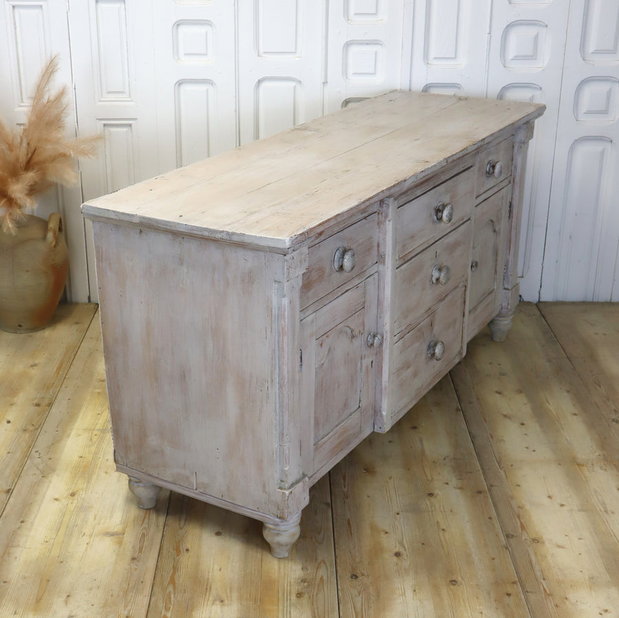vintage_english_pine_dresser_sideboard_scrub_paint_rustic_country_home