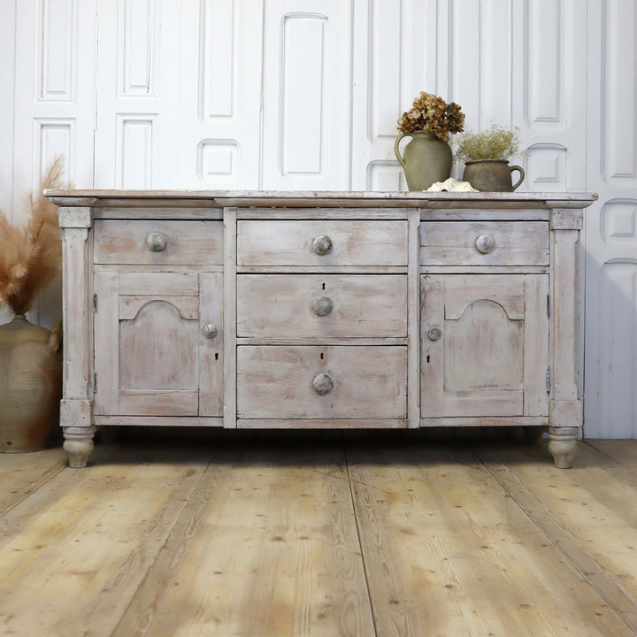 vintage_english_pine_dresser_sideboard_scrub_paint_rustic_country_home