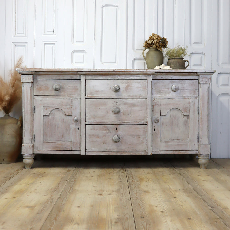 vintage_english_pine_dresser_sideboard_scrub_paint_rustic_country_home