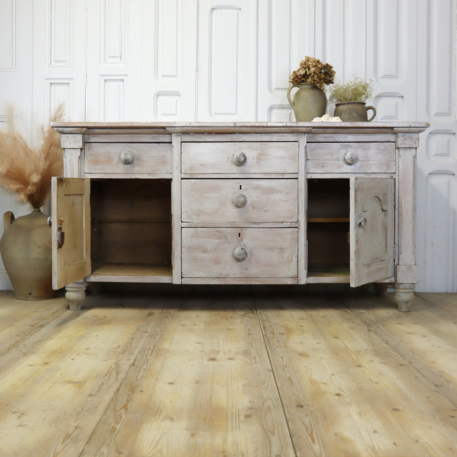 vintage_english_pine_dresser_sideboard_scrub_paint_rustic_country_home