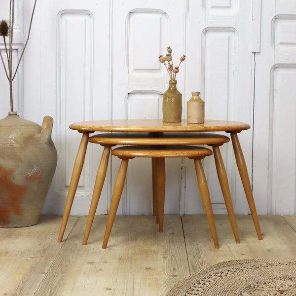 vintage_ercol_blonde_pebble_nest_of_tables
