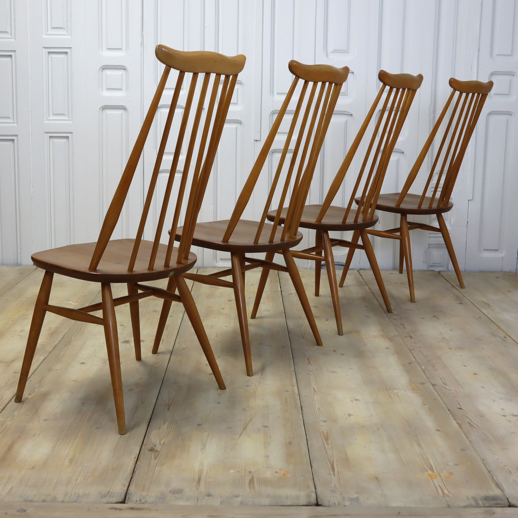 X6 Set of Six Vintage Ercol Goldsmith Chairs 1901b – Mustard Vintage