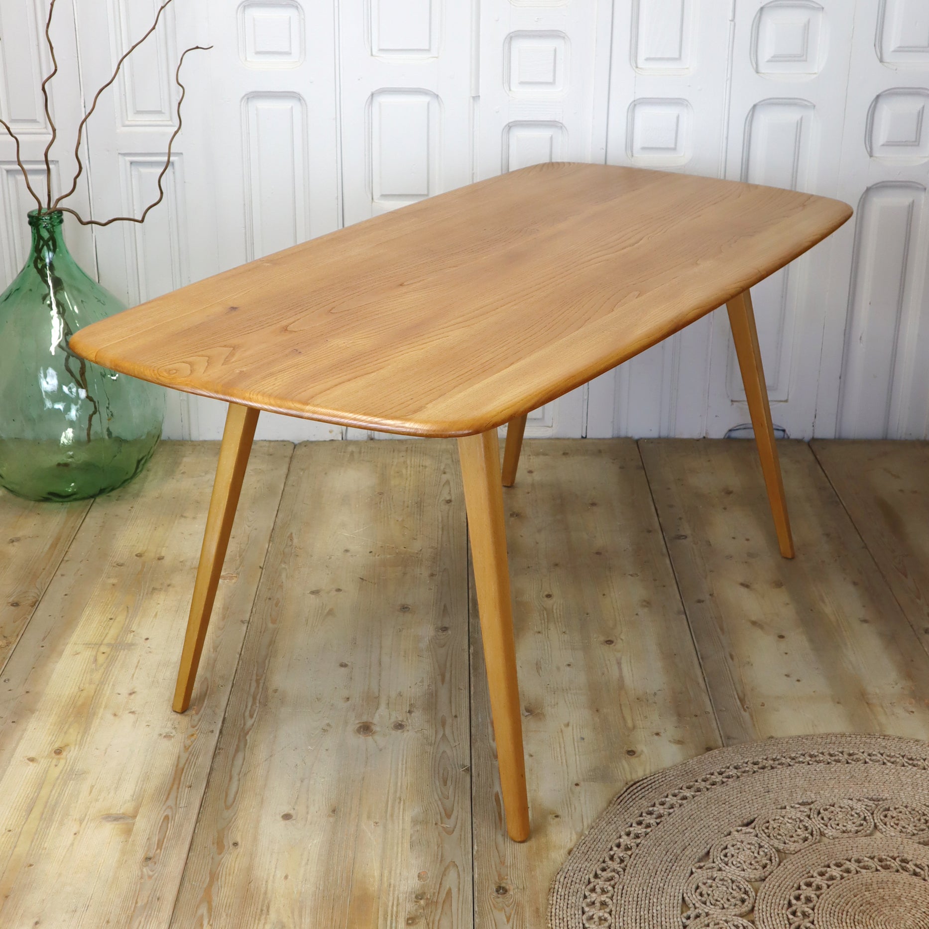 Mid Century Ercol Plank Dining Table 0404b – Mustard Vintage