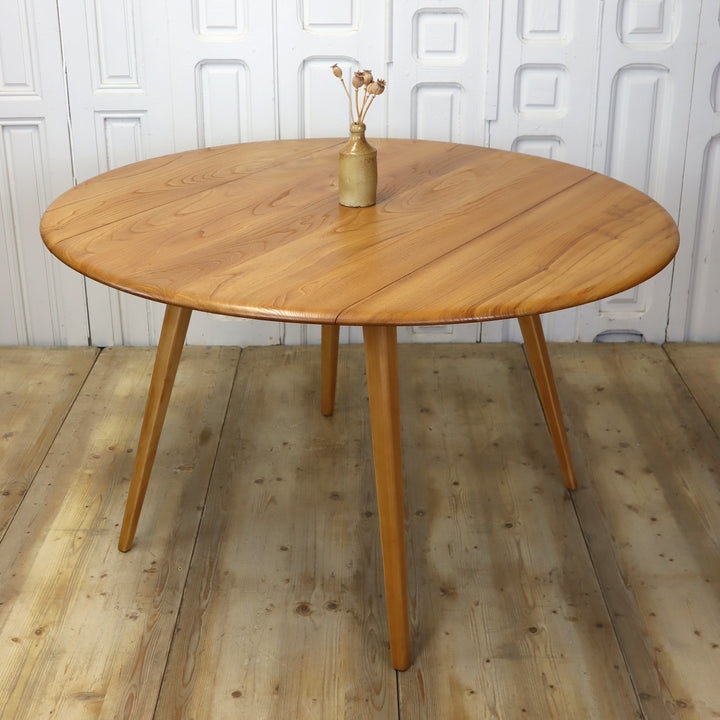 Vintage Ercol Model 383 Drop Leaf Oval Dining Table 2609a