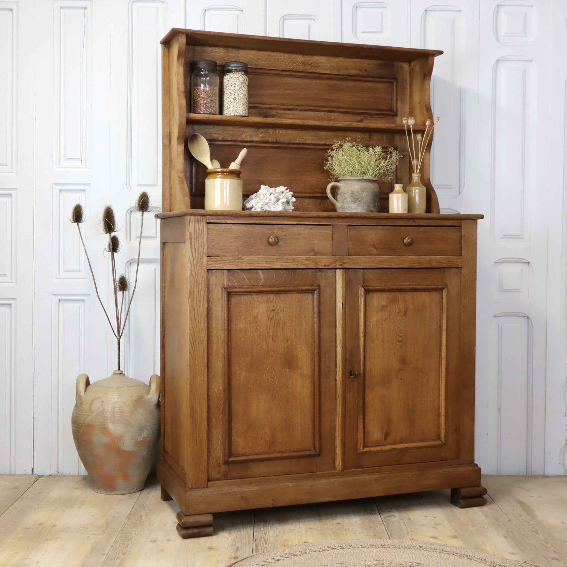 fitted lace wedding dress Antique Rustic Oak French Dresser Kitchen Cupboard 1603j – Mustard Vintage