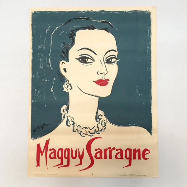Original Vintage Lithographic French poster of Magguy Sarragne by Charles Kiffer