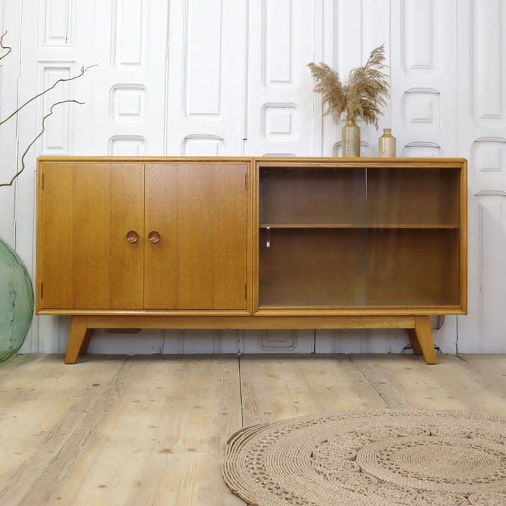 vintage_meredew_oak_display_cabinet_sideboard