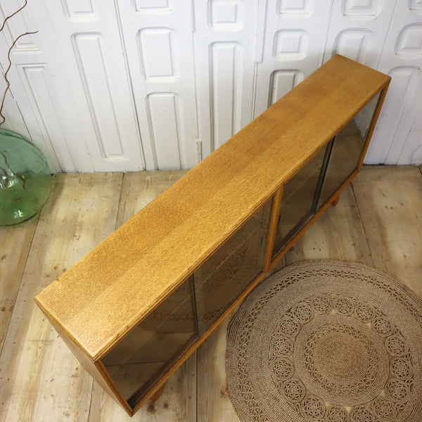 Vintage Oak Meredew Glazed Display Cabinet Sideboard 0509a