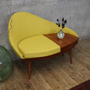 Chippy Heath Curved Upholstered Mustard Telephone Seat - 1305f