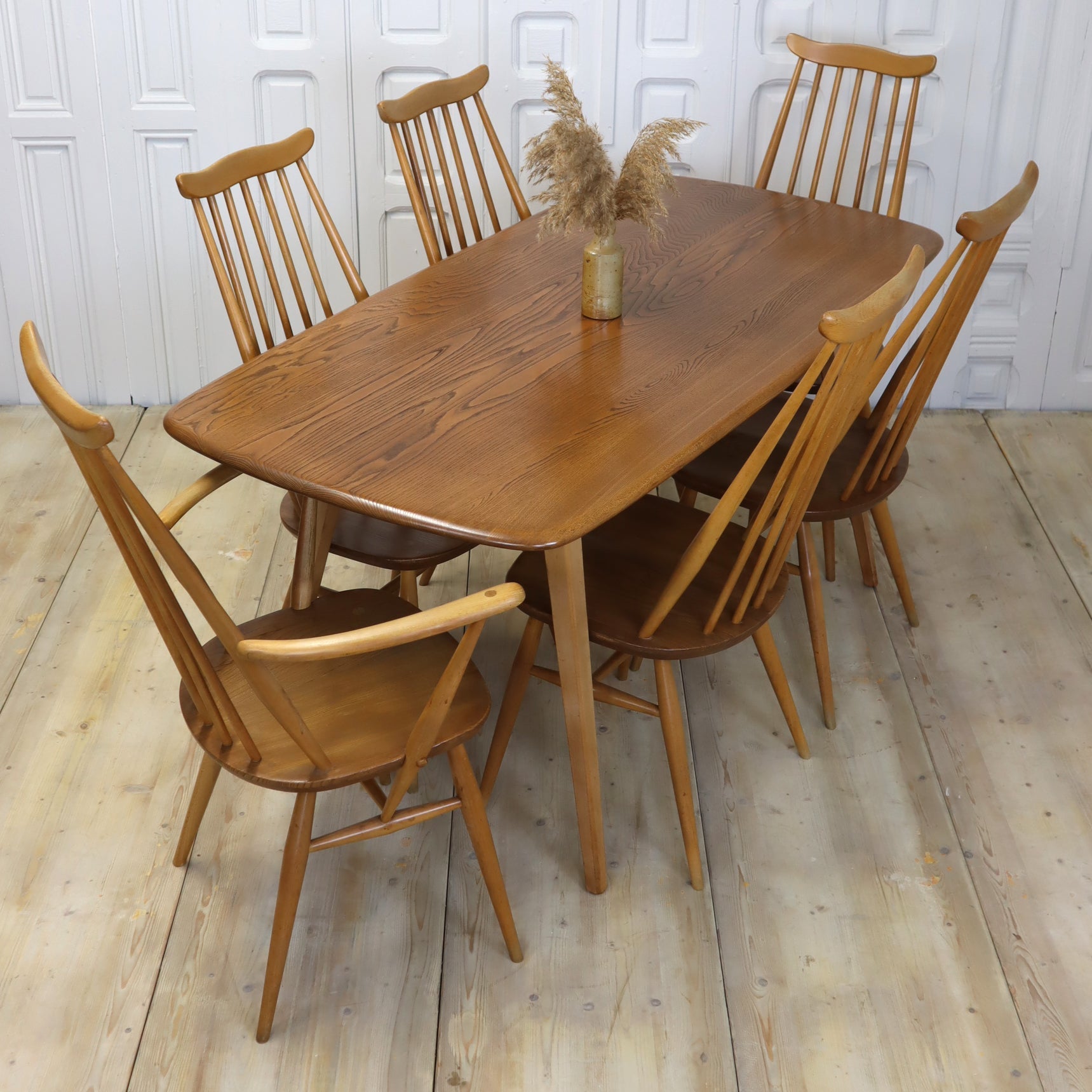 Vintage Ercol 'Model 755' Plank Dining Table 202a – Mustard Vintage