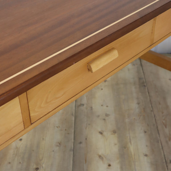 Vintage School Inlaid Iroko Laboratory Table 2001b