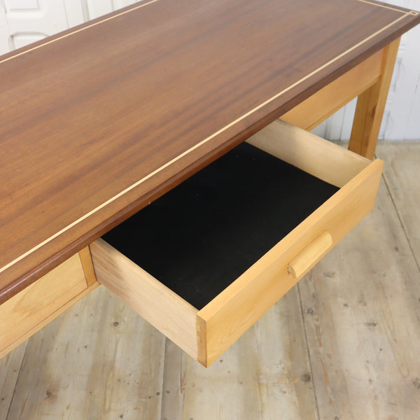 Vintage School Inlaid Iroko Laboratory Table 2001b