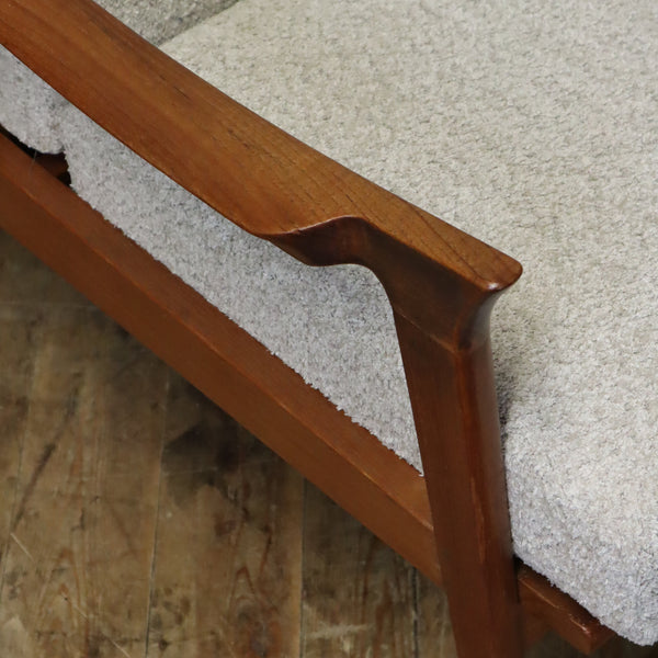 Mid Century Teak Danish Boucle Armchair (Two of a pair) - 0110j