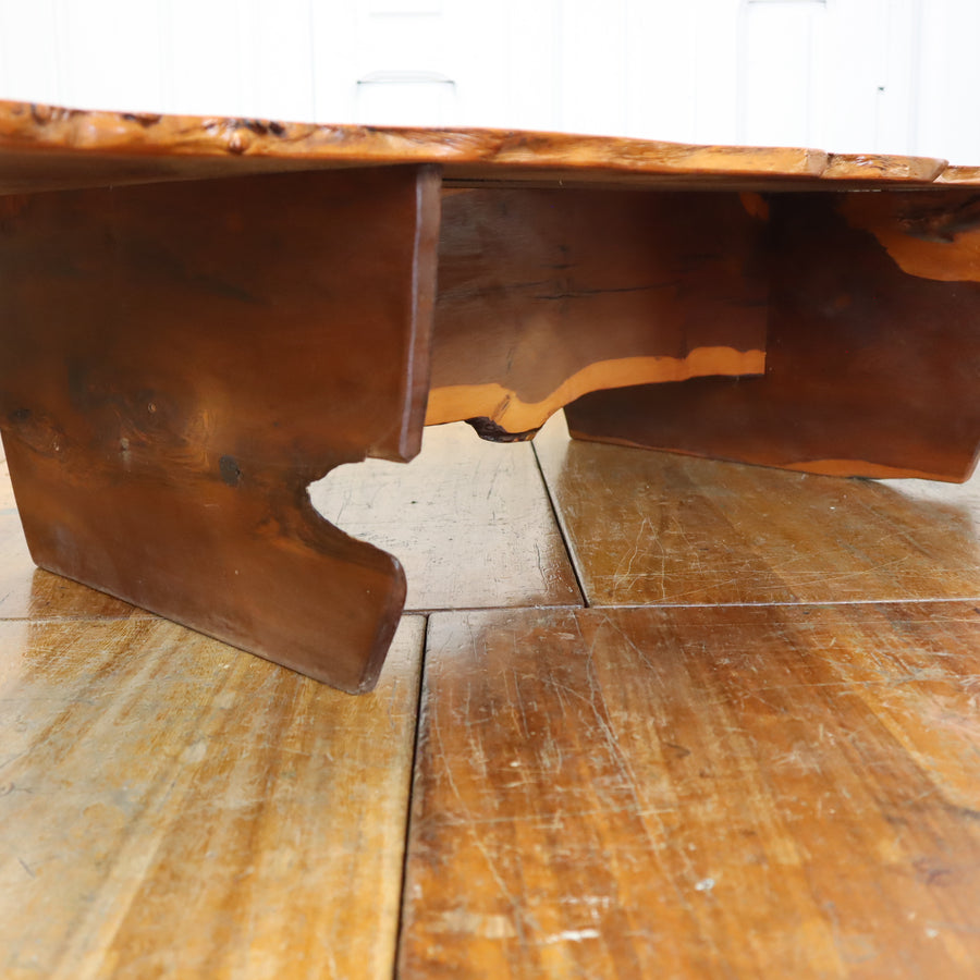 Large Mid Century Waney Edge Yew Coffee Table 1810i