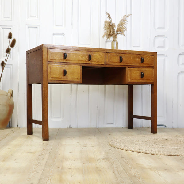 Vintage Oak Arts & Craft Dressing Table Desk 0602a