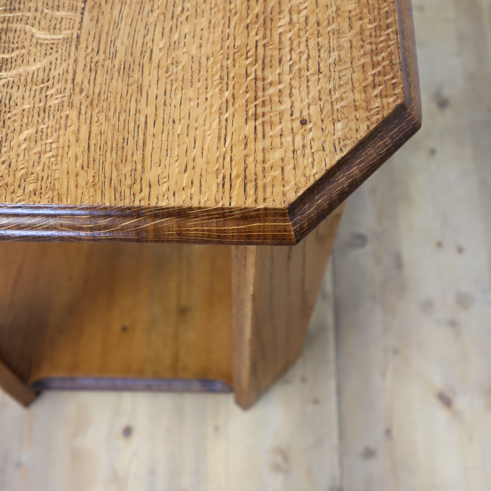 Vintage Art Deco Octagonal Solid Oak Side Table 2202i – Mustard Vintage