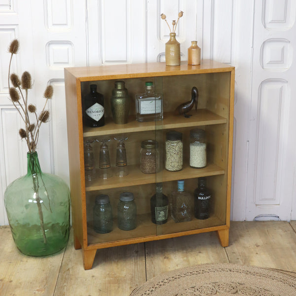 Vintage Oak Glazed Display Cabinet 1005d