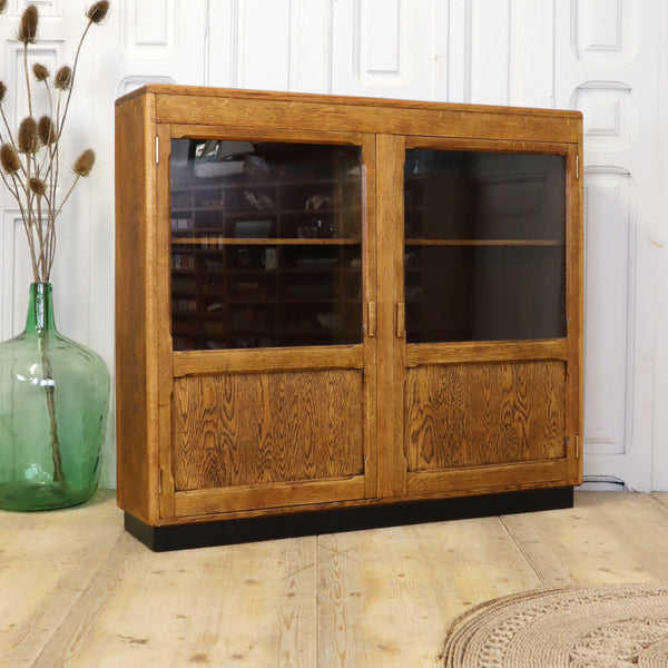 vintage_oak_glazed_display_cupboard_bookcase
