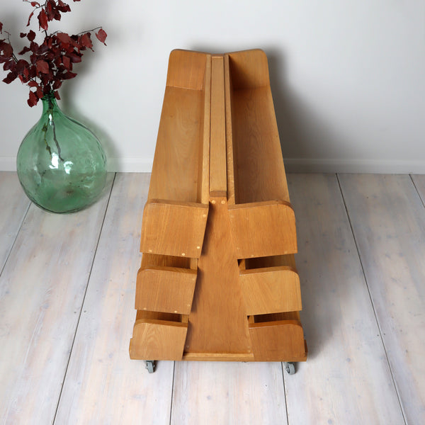 vintage_oak_library_cart_trolley_bookshelves