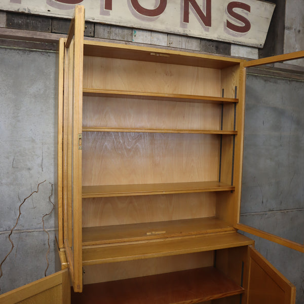 Mid Century Oak Glazed Display Cabinet – 1305c