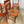 Set of Ten Vintage Rustic Orange Painted Chairs 0103c