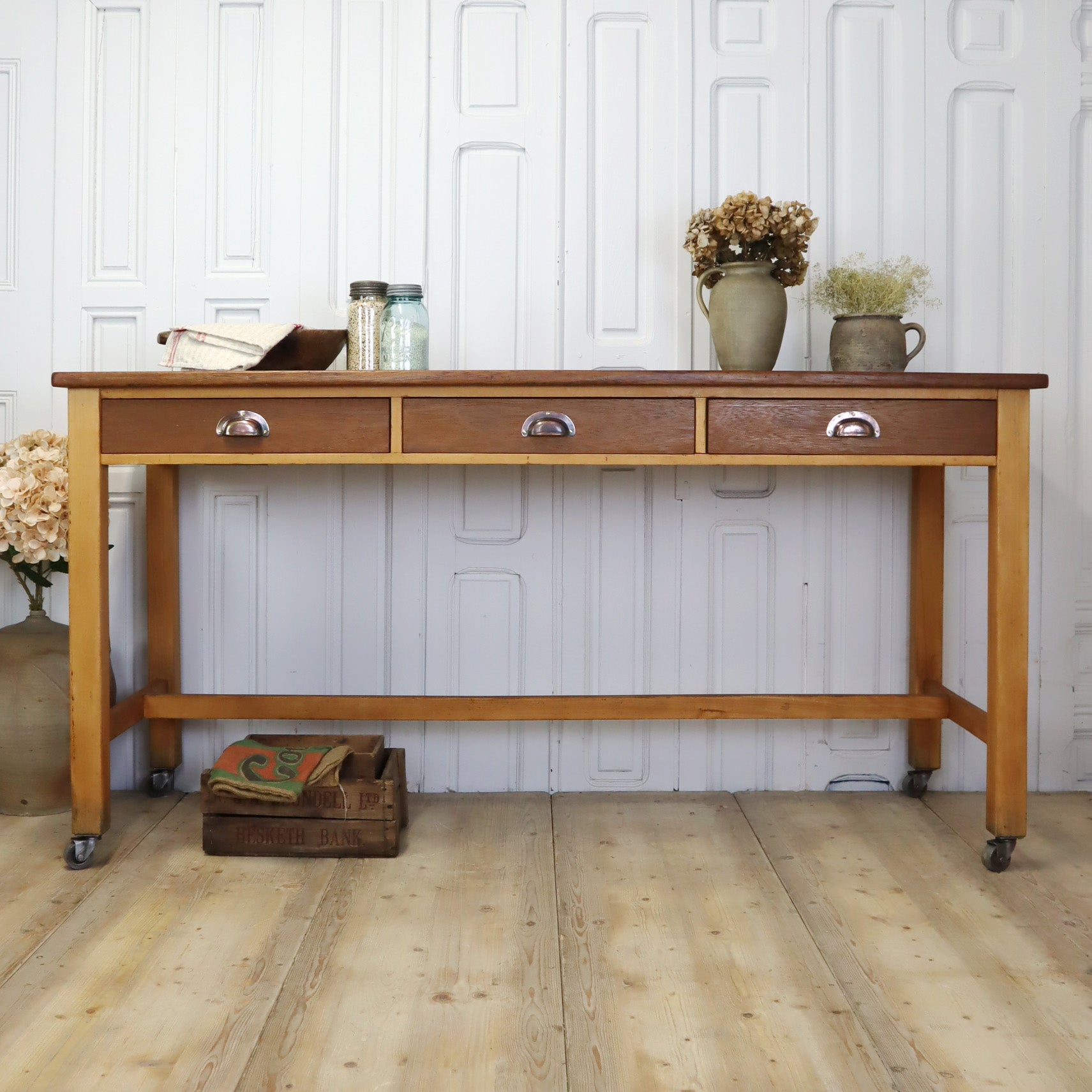 Vintage School Iroko Lab Table Kitchen Island Bar Height 1212a ...