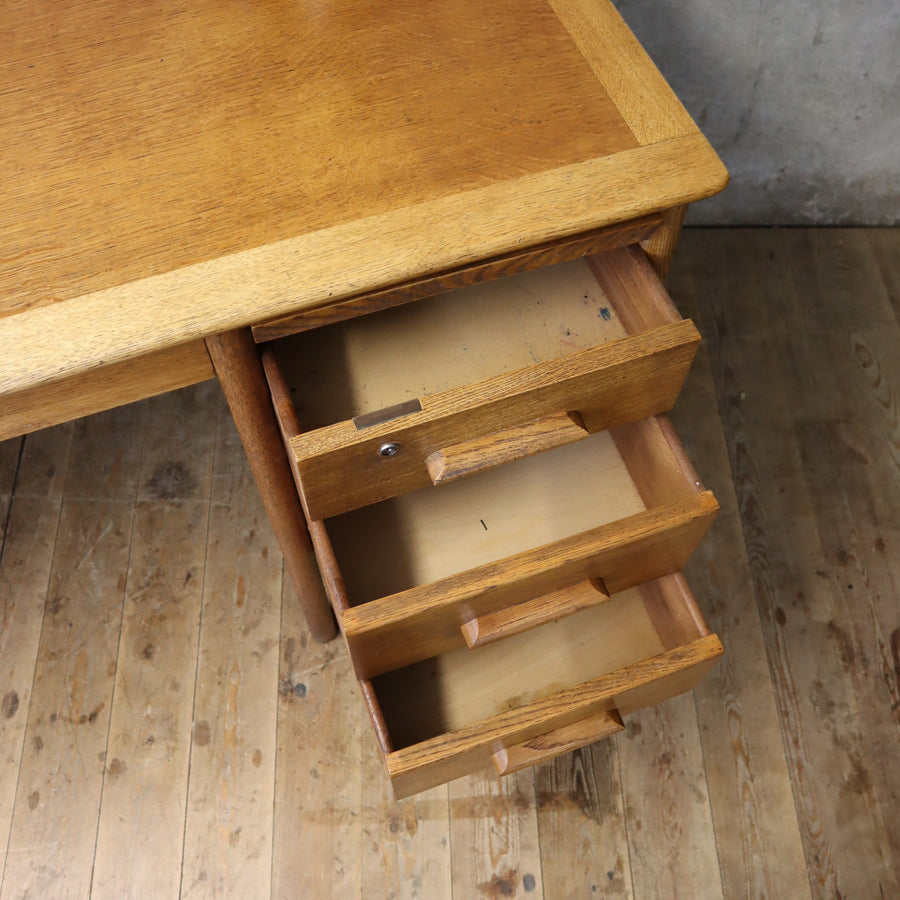 Mid Century Rustic Oak School Desk - 2804a