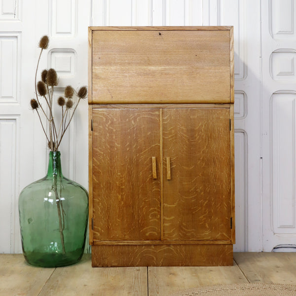 vintage_rustic_oak_bureau_cupboard