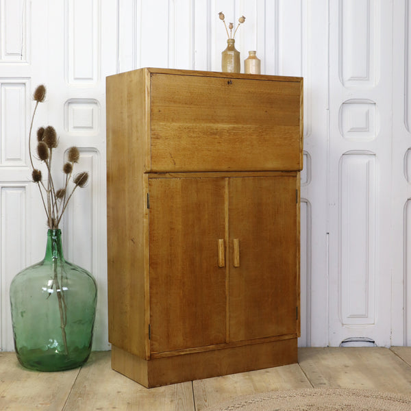 vintage_rustic_oak_bureau_cupboard
