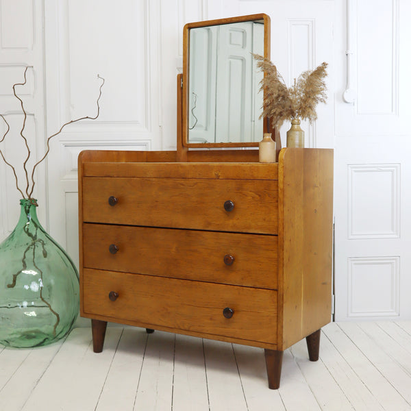 Mid Century Gordon Russell Oak Dressing Table Chest of Drawers 0312e