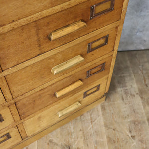 vintage_rustic_oak_school_library_drawers_chest