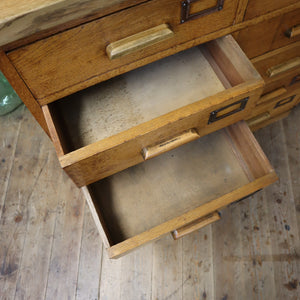 vintage_rustic_oak_school_library_drawers_chest